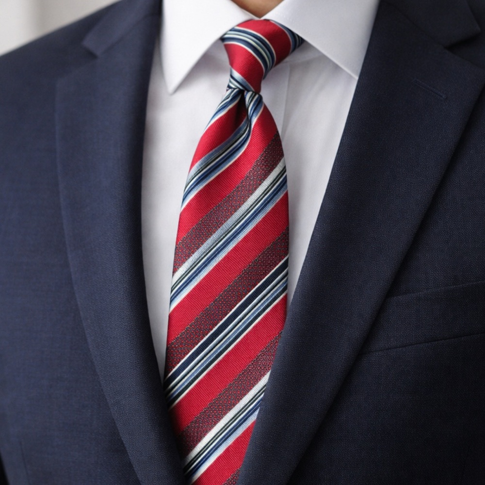 Ermenegildo Zegna Silk Repp Tie Red Navy Made‎ in Italy Classic Mens Necktie 60"